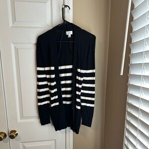 Croft and Barrow Black and White Striped Cardigan